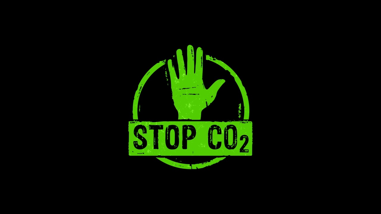 停止二氧化碳和碳中和压印和压印隔离动画视频下载