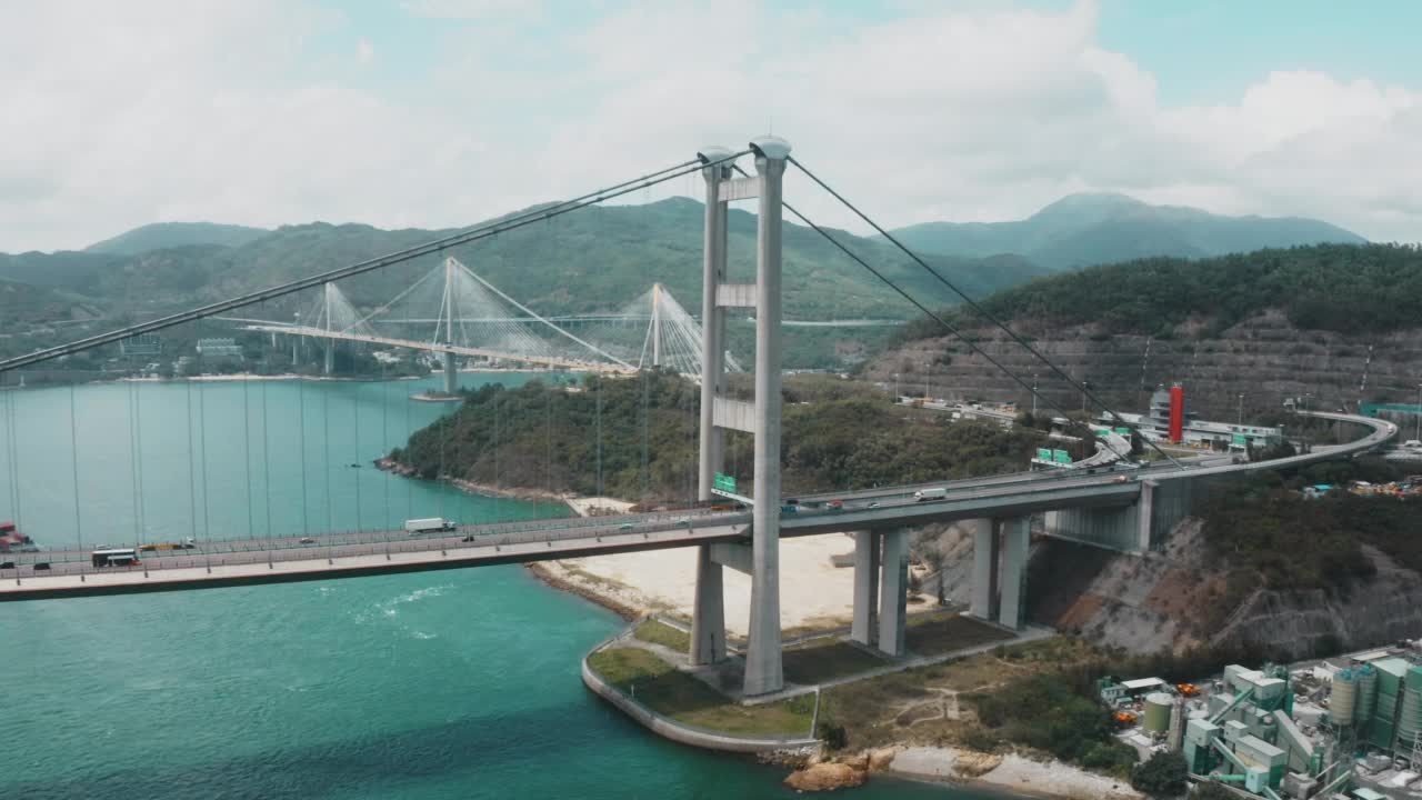 悬索桥及青马桥视频素材