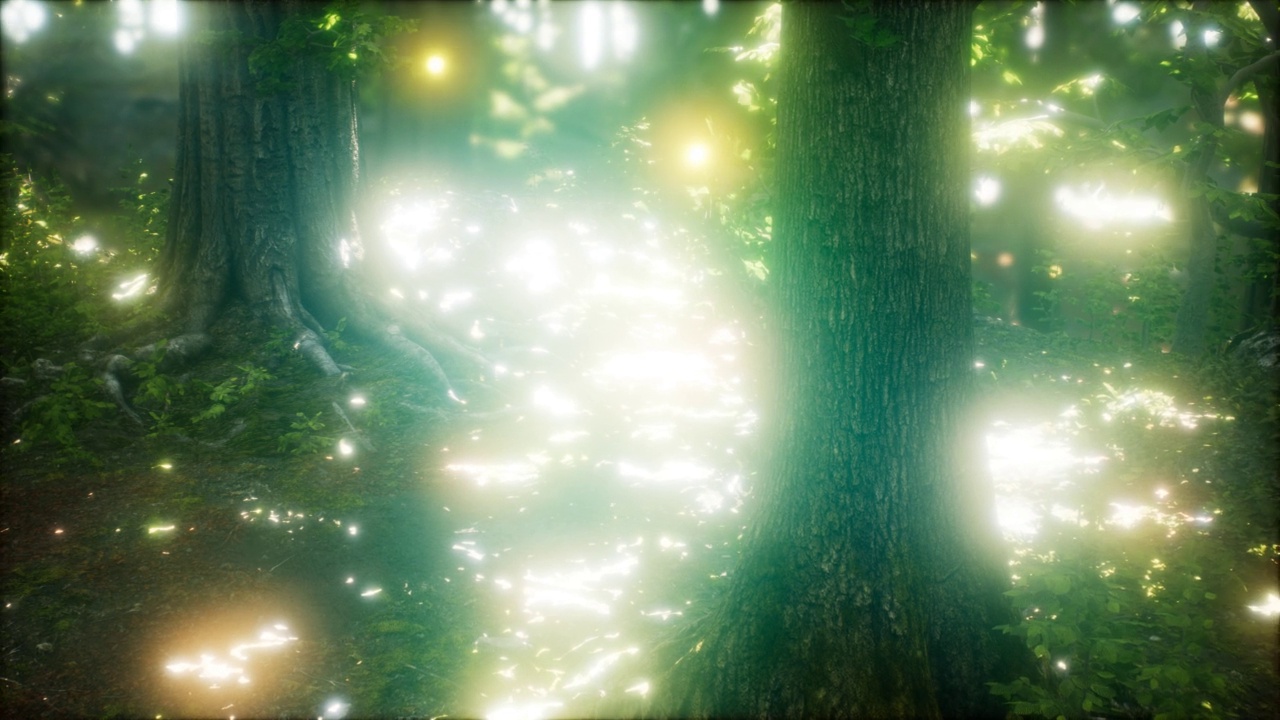 萤火虫在森林里飞翔视频素材