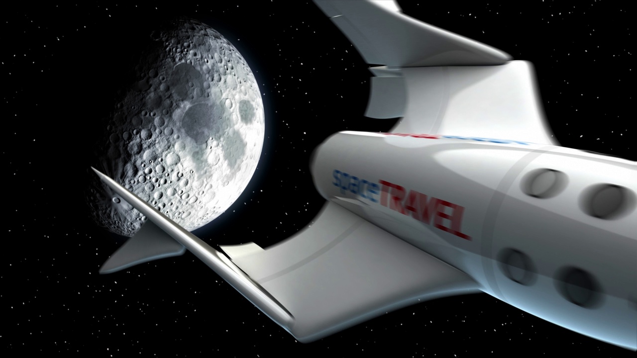 虚构的太空飞机从月球旅行归来。太空旅游飞船的概念。3 d动画。月亮的纹理是在图形编辑器中创建的，没有照片和其他图像。视频下载