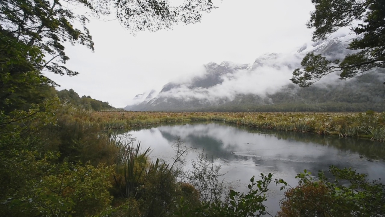 新西兰风景全景，湖泊和雪山视频素材