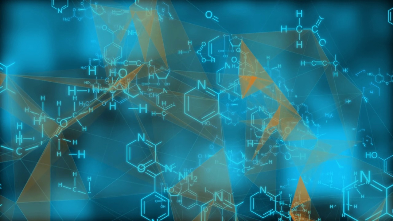 蓝色未来主义化学结构配方保健和科学医疗创新循环背景设计。几何抽象背景与六边形。医学、科学和技术。视频下载
