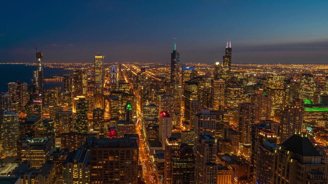 美国伊利诺斯州芝加哥市的夜景视频素材