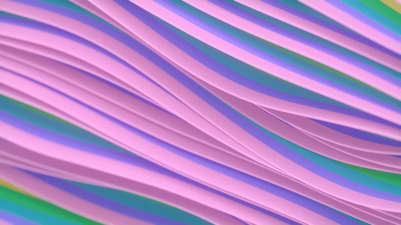 多色潮流条纹波状背景。用于装饰设计的现代抽象封面。数字无缝循环动画。3 d渲染。4K超高清分辨率视频下载