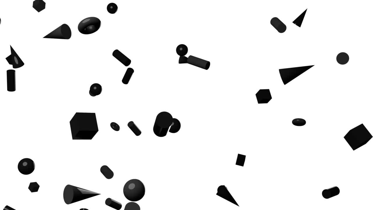 黑色几何物体在白色背景。视频下载