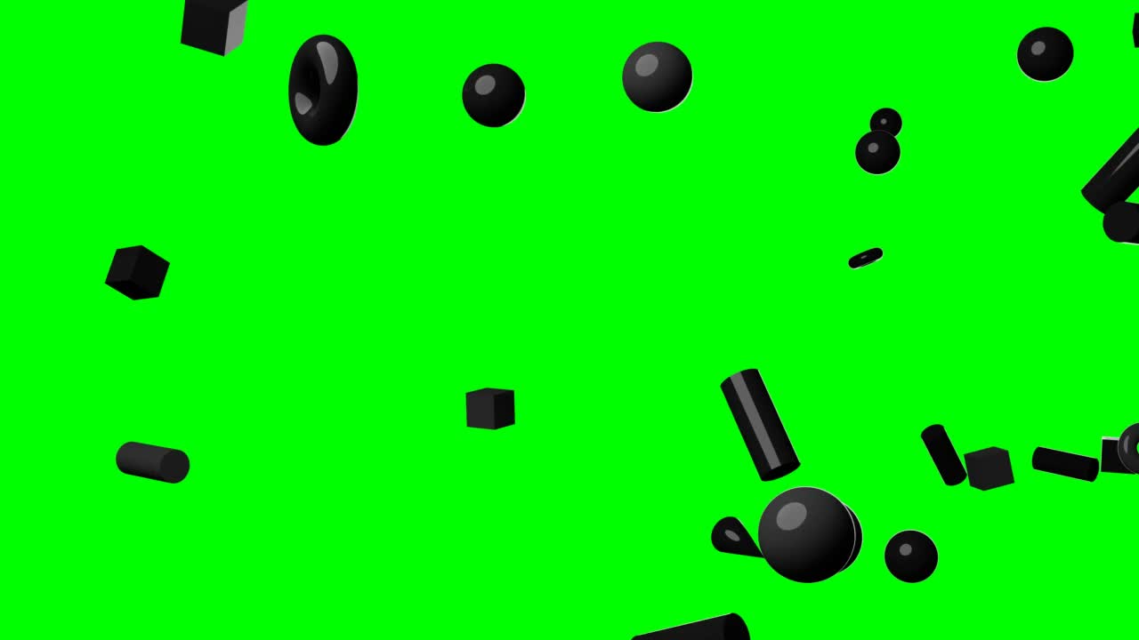 黑色几何对象上的绿色色度键背景。视频素材