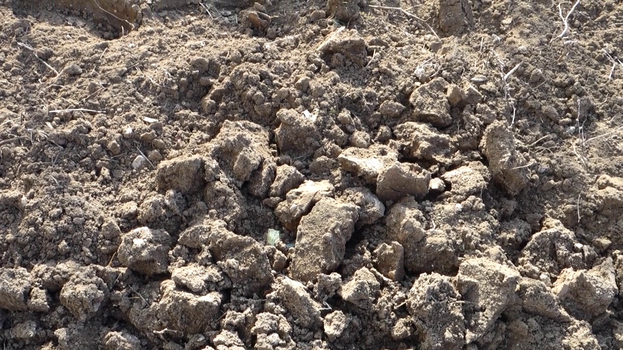 用挖土机对土壤进行通气挖土以种植花园区域，视频素材