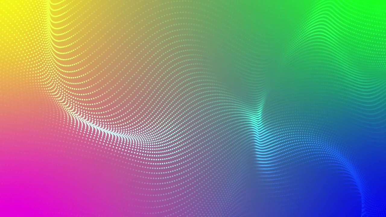 摘要白线粒子波背景。4K和环形粒子波线。渐变红蓝色黄粉色运动背景。高质量4k镜头视频下载
