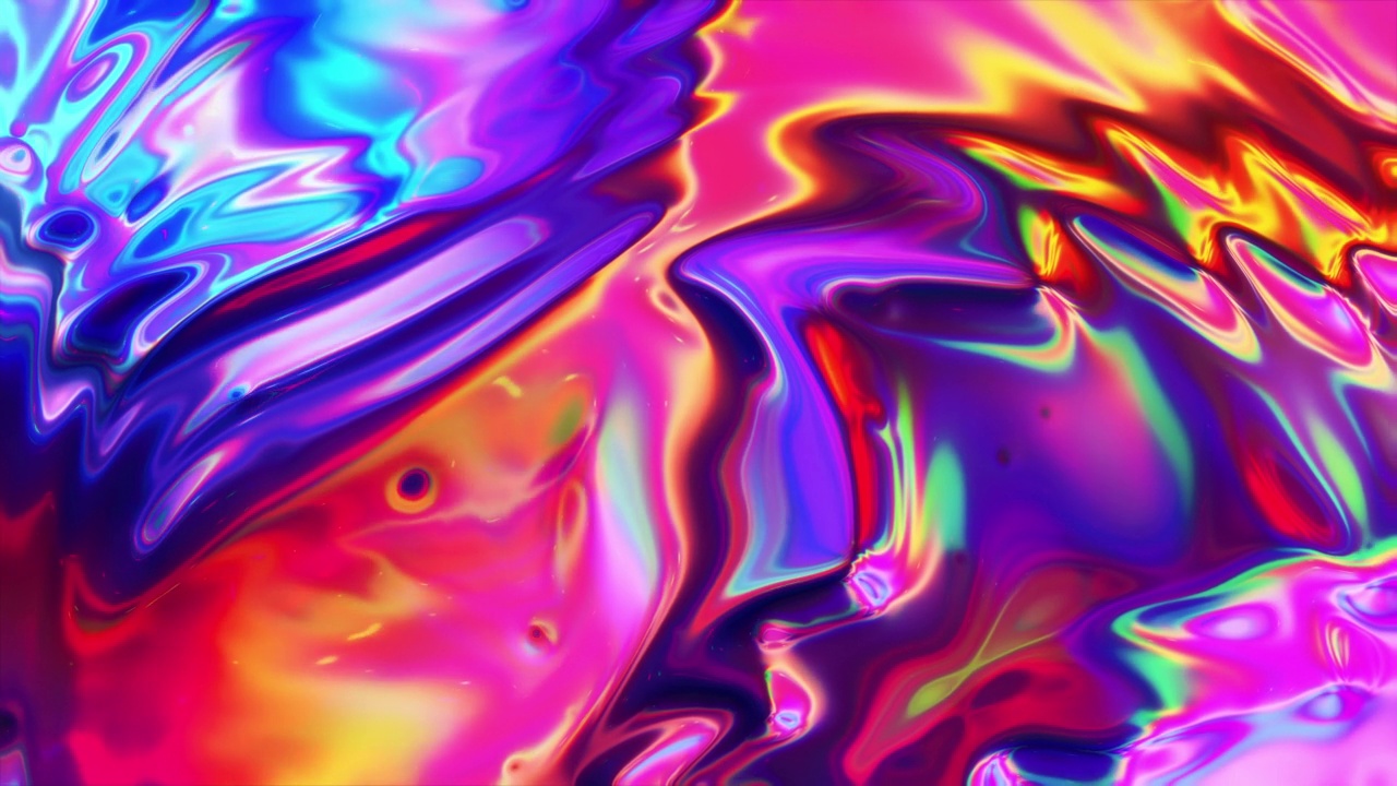 彩色饱和抽象反射流体纹理回路视频下载