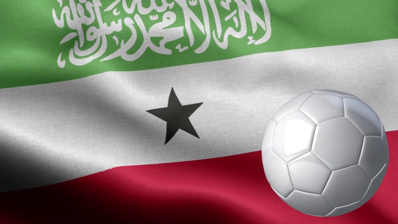 索马里兰国旗和足球-索马里兰国旗细节-国旗索马里兰波浪图案循环元素-足球和国旗视频下载