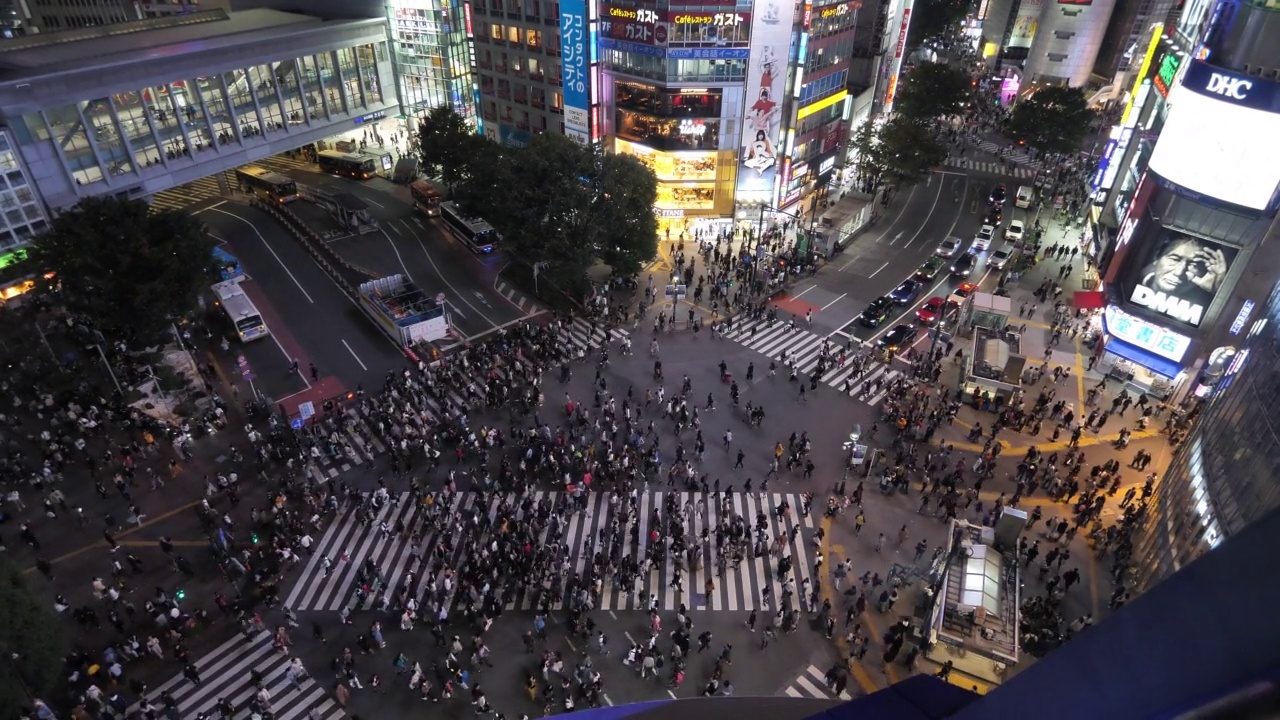 人群在涩谷十字路口行走的通勤者视频素材