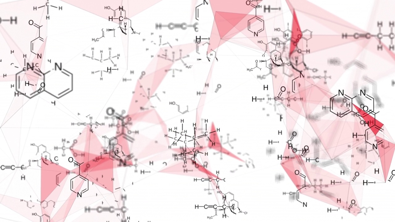 结构化学公式的动画在一个白色背景在抽象的数字空间。视频下载