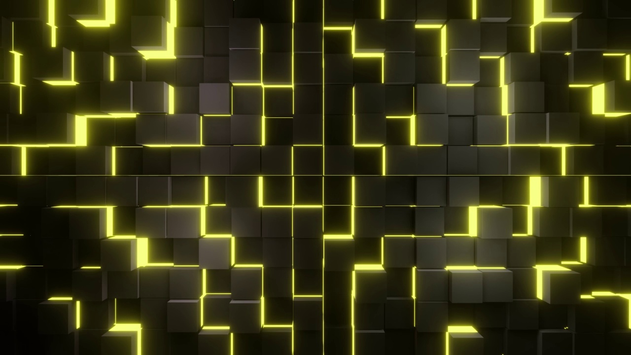 黑色和黄色立方体背景VJ循环视频素材