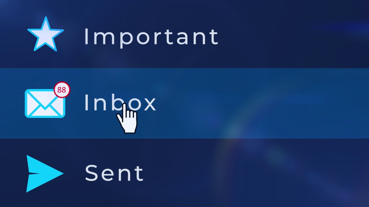 打开收件箱新电子邮件通知屏幕数字鼠标点击背景。视频素材