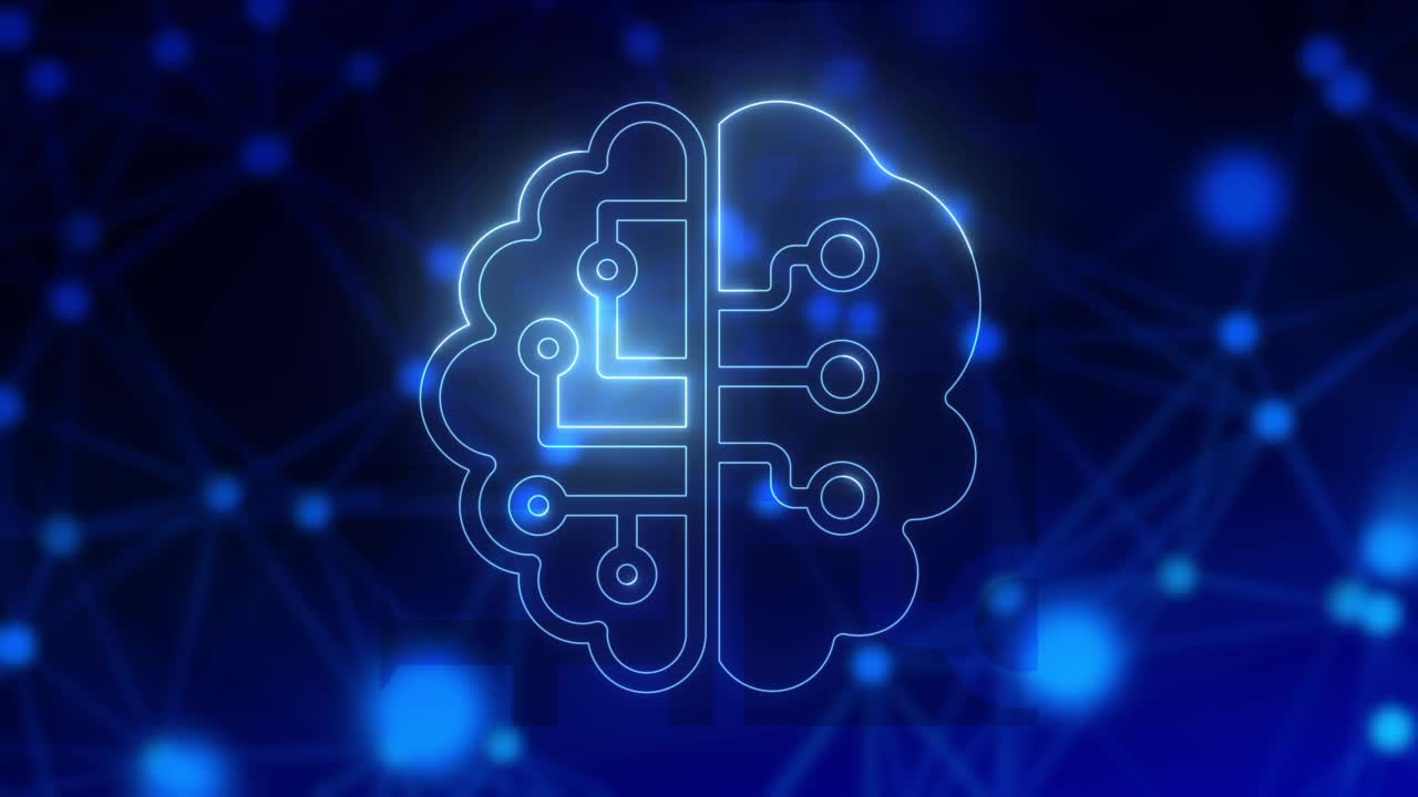 4K循环数字机器人系统人工智能人工智能大脑动画。视频素材