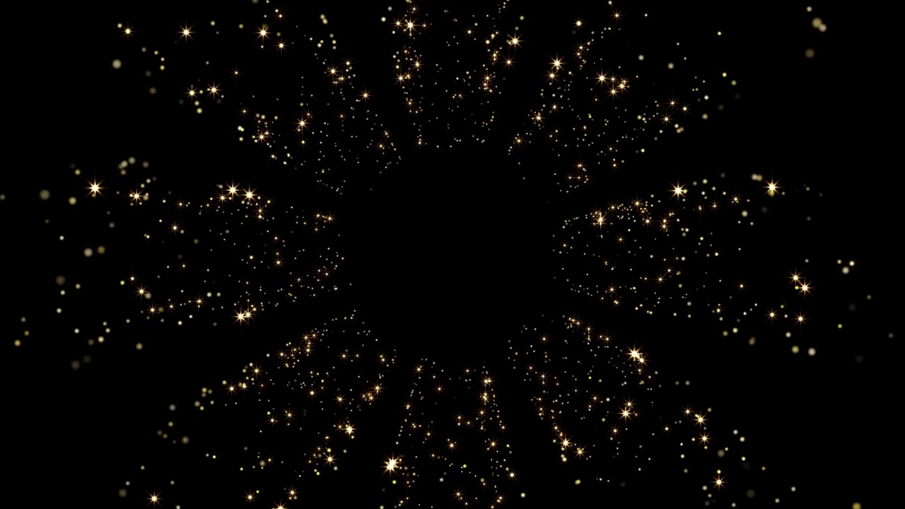 金色粒子的4k星爆朝屏幕循环背景移动。视频素材