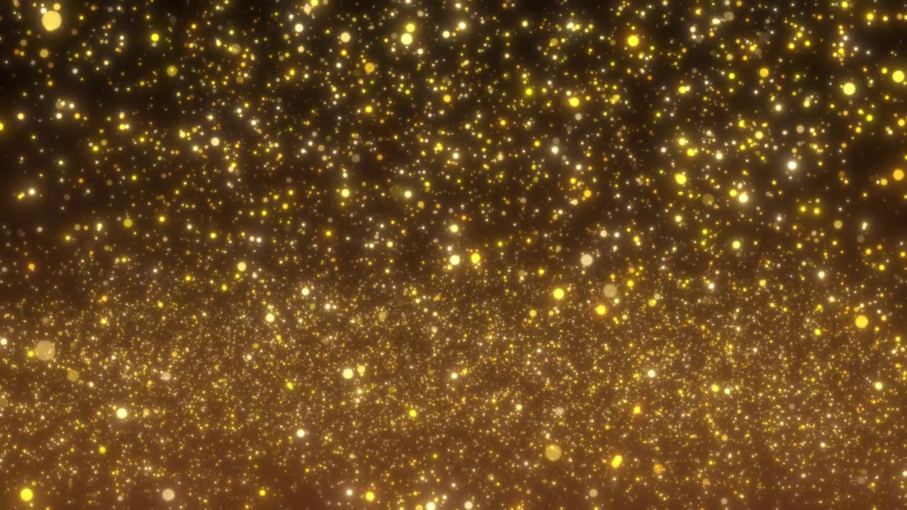 4K金色粒子散景尘埃光上升，闪光豪华粒子条纹循环电影背景。视频素材