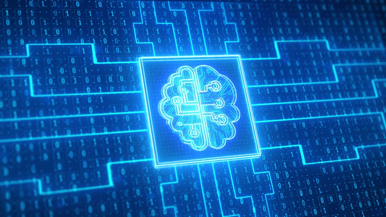 数字人脑接口人工智能出价数据思维过程循环背景。视频素材