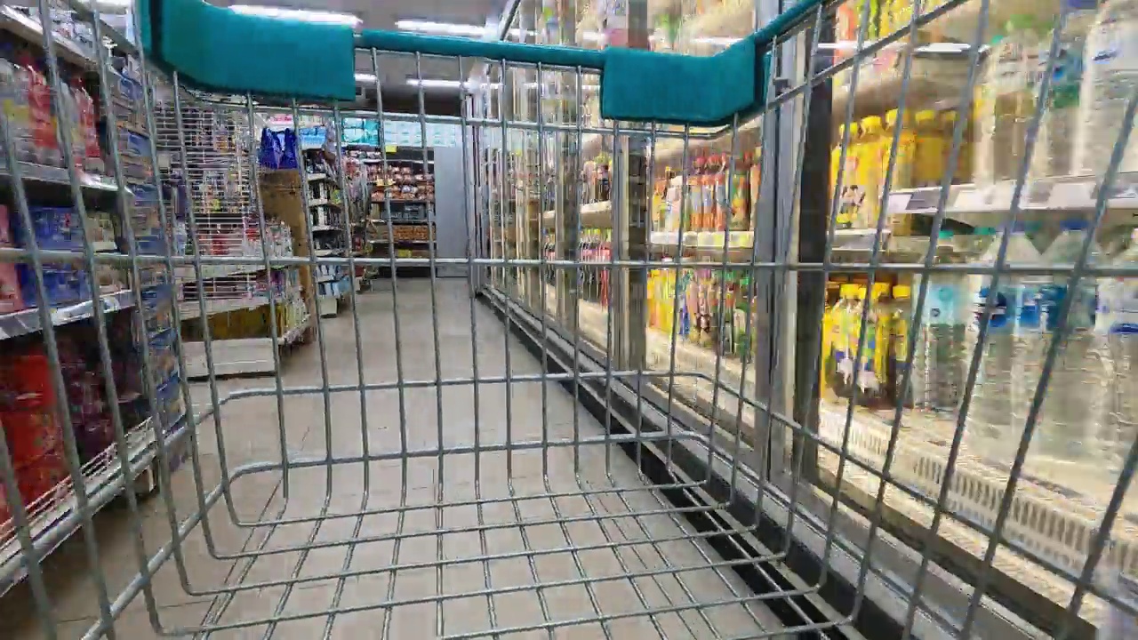 购物车通过超市的延时拍摄视频下载
