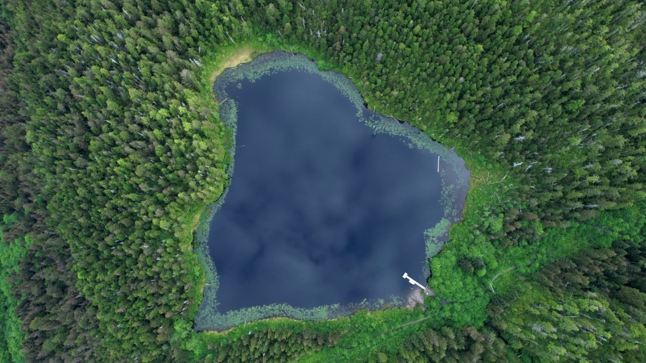 无人机拍摄的心形湖泊视频素材