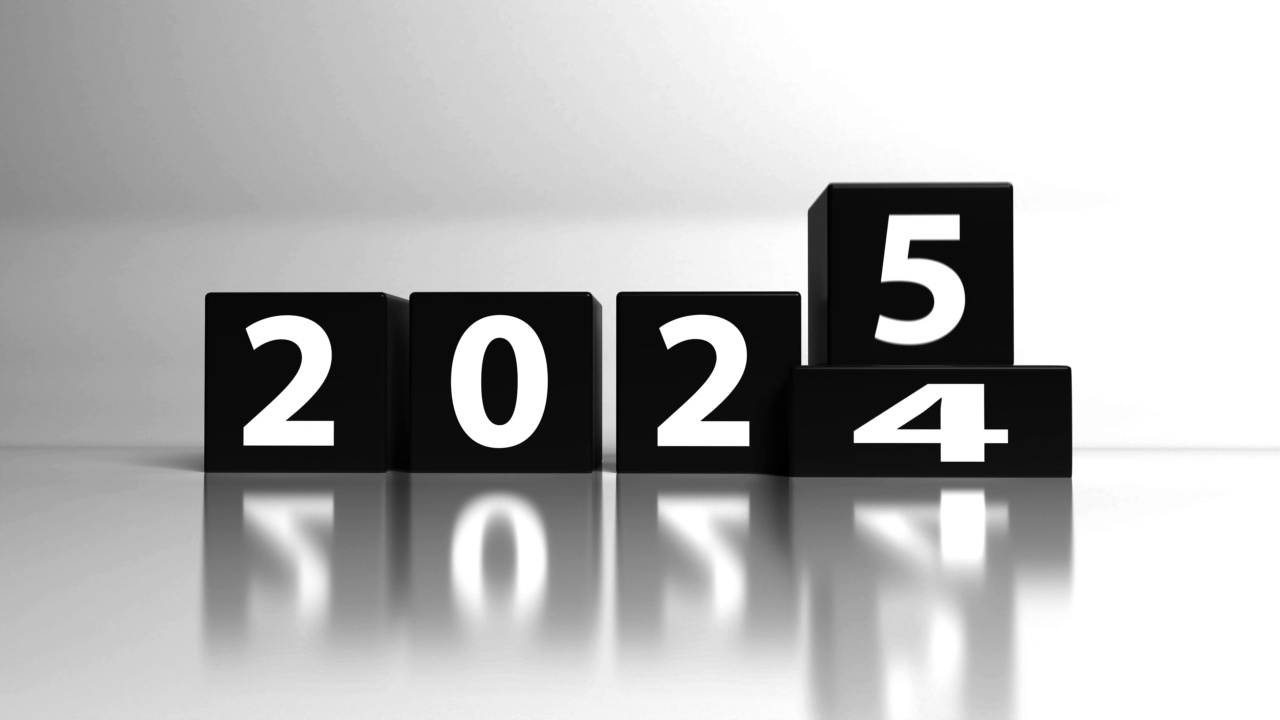 再见2024，欢迎2025。带数字的黑色方块视频下载
