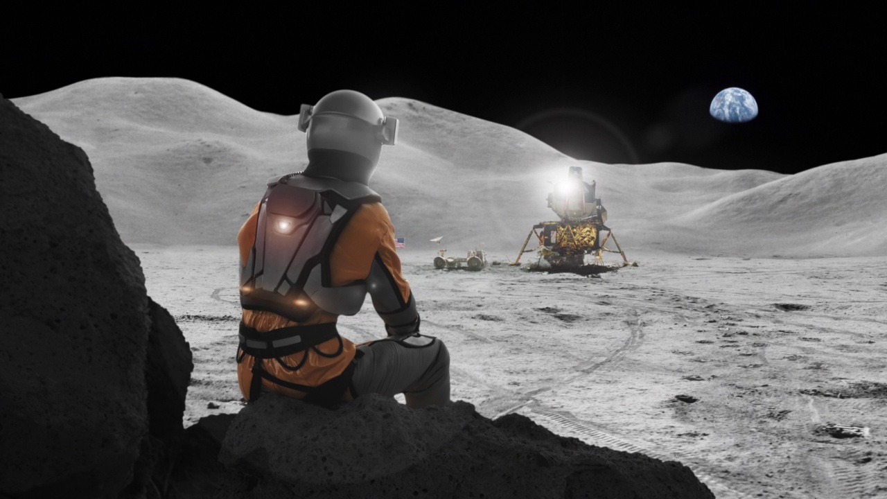 宇航员困在月球上想家。天空中遥远的行星地球视频素材