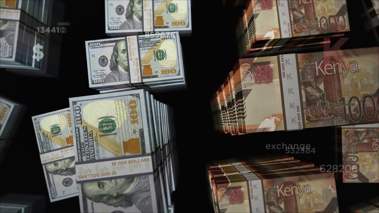 美元和肯尼亚先令货币交换循环动画视频素材