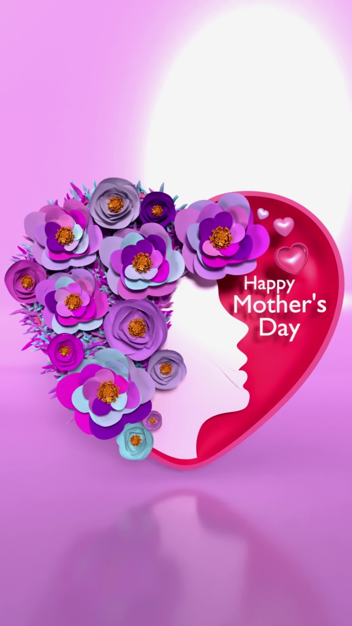垂直女人剪影花做一个心形庆祝母亲节Loop准备在4K分辨率视频下载