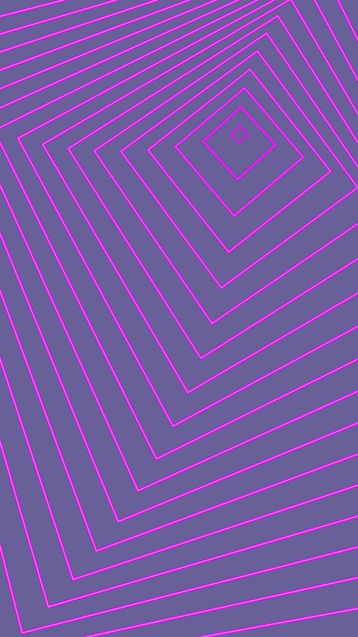 可循环抽象数字霓虹灯广场几何背景。垂直的4K未来主义闪闪发光的动画模式，向前移动与紫色在非常边缘的颜色。科技与网络概念视频素材