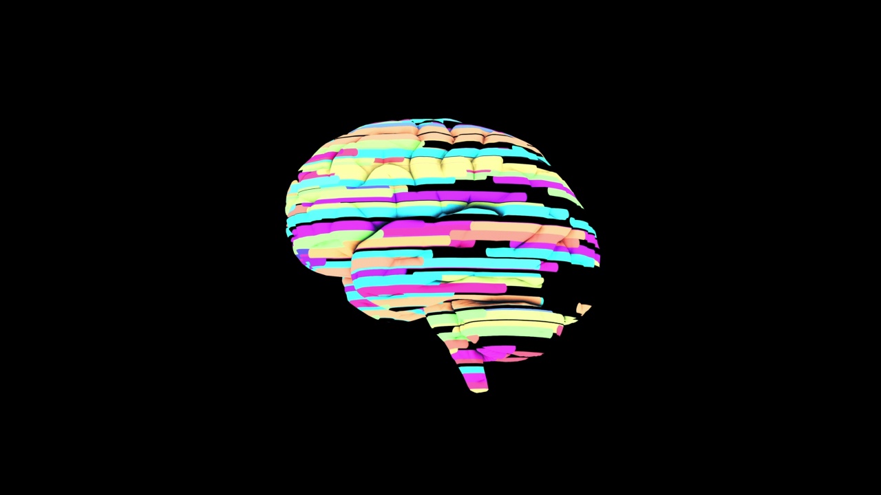 具有动态色彩表面的人脑三维渲染视频素材
