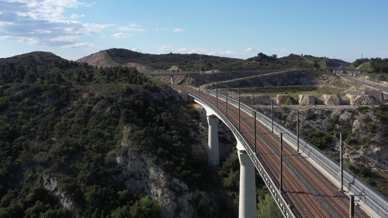 法国高速铁路的鸟瞰图视频素材