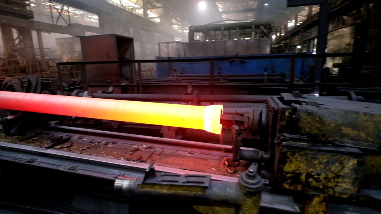 铁管离心铸造机在铸造厂视频素材