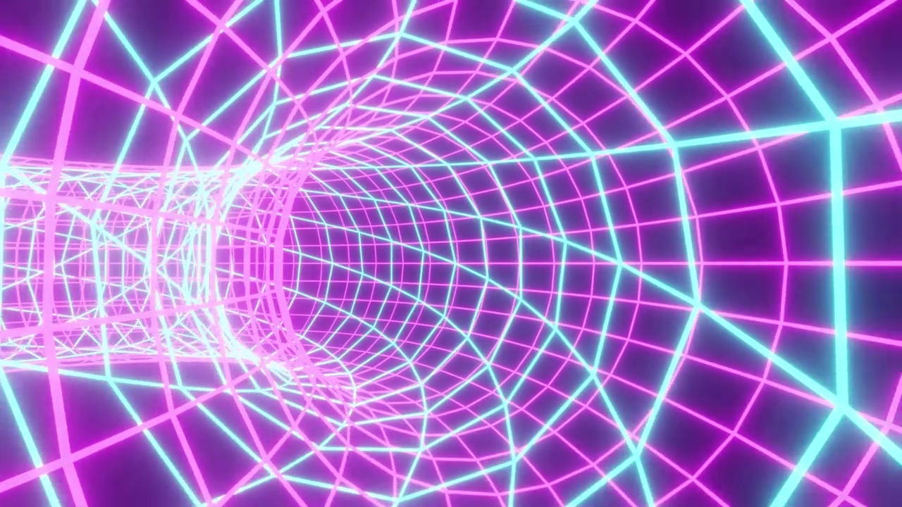 网蜘蛛粉红和蓝色隧道VJ循环背景视频素材