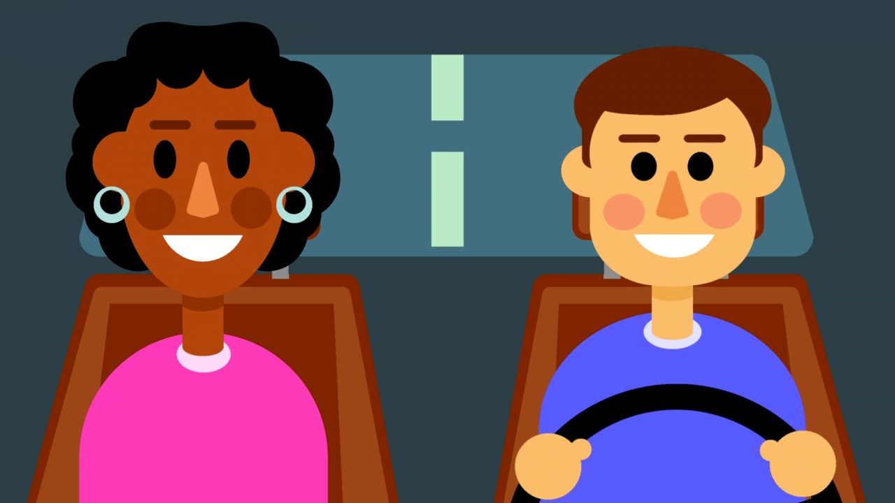 一个男人和一个女人坐在一辆车里视频素材