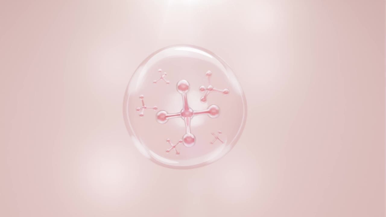 动画分子内气泡在粉红色的背景，视频素材