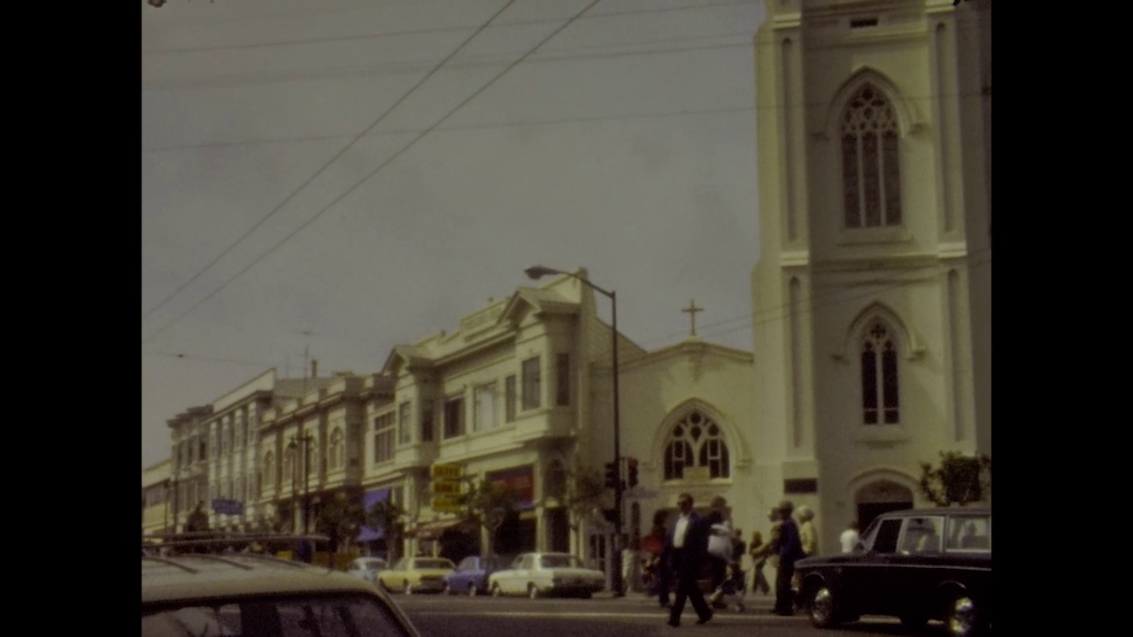 70年代的旧金山圣彼得和保罗教堂视频素材