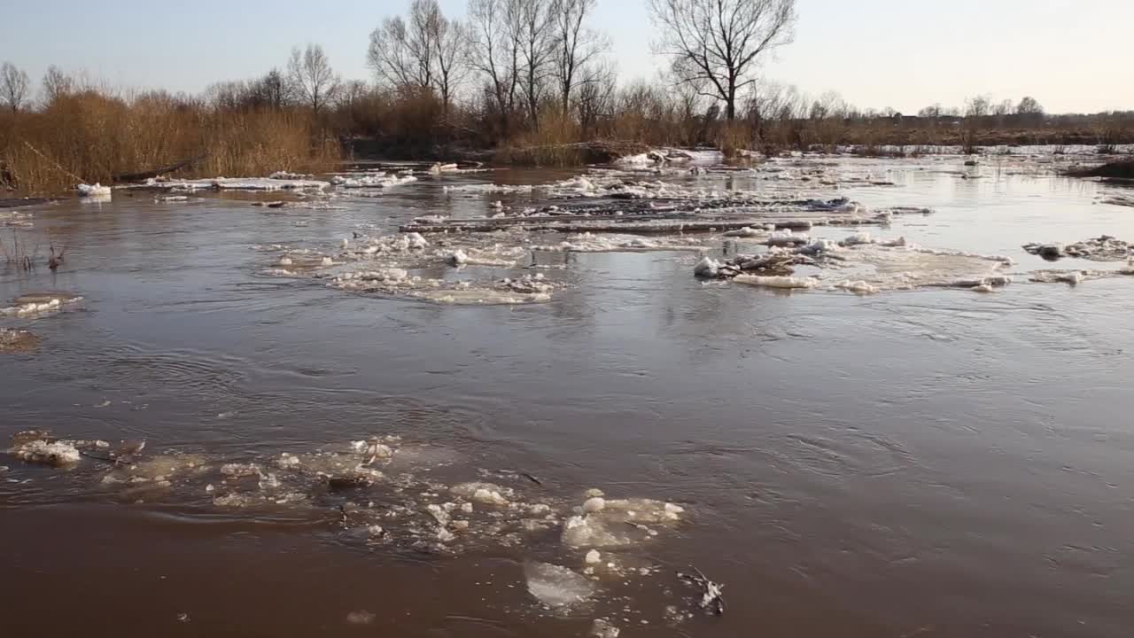 冰在河上漂流视频素材
