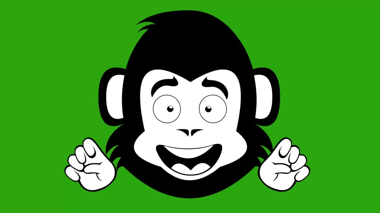 大猩猩脸动画卡通手势爱与和平或v胜利视频下载