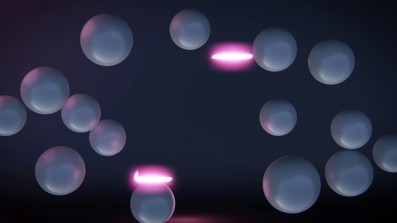 4k视频的球运动和正方形在黑暗的背景。视频下载