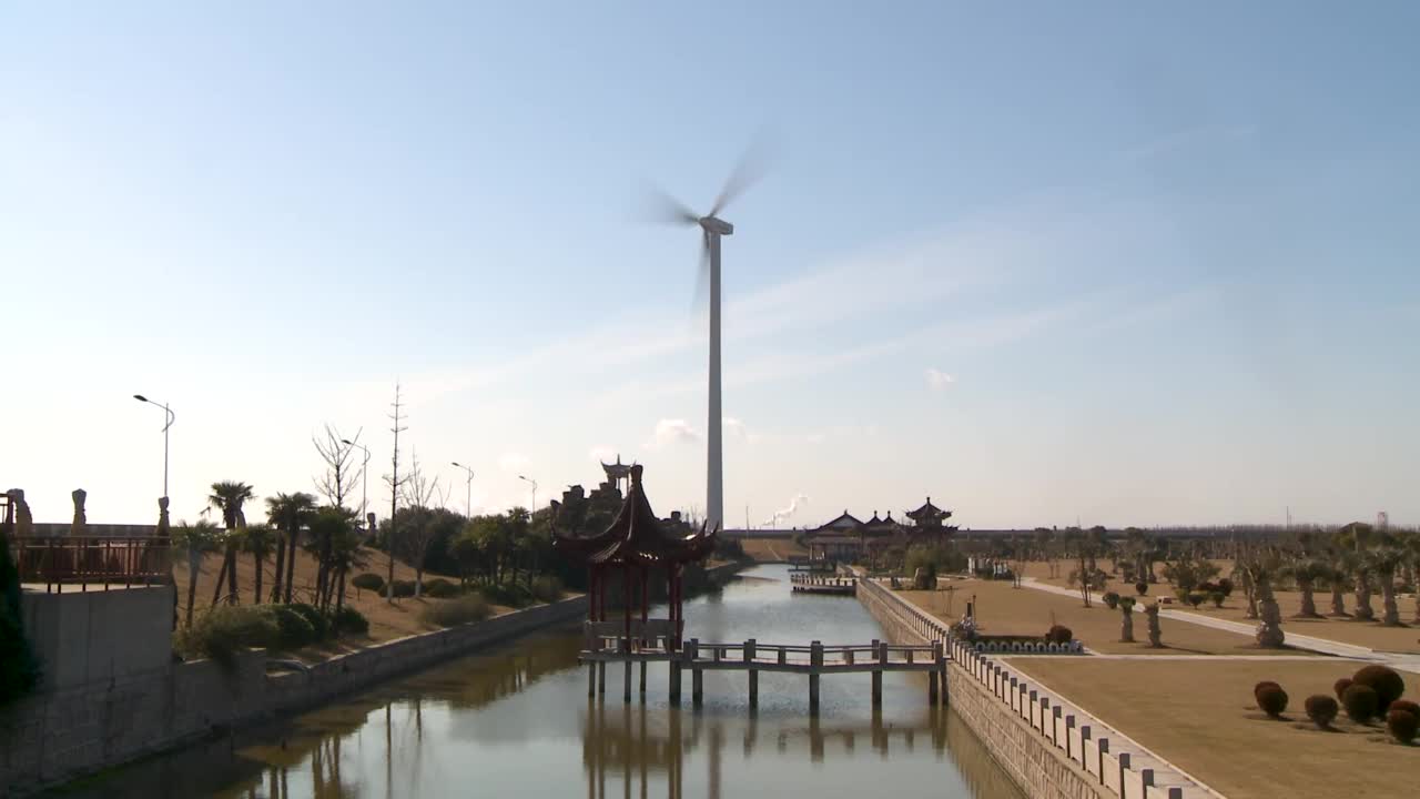 上海北部一座风车的时间流逝视频下载