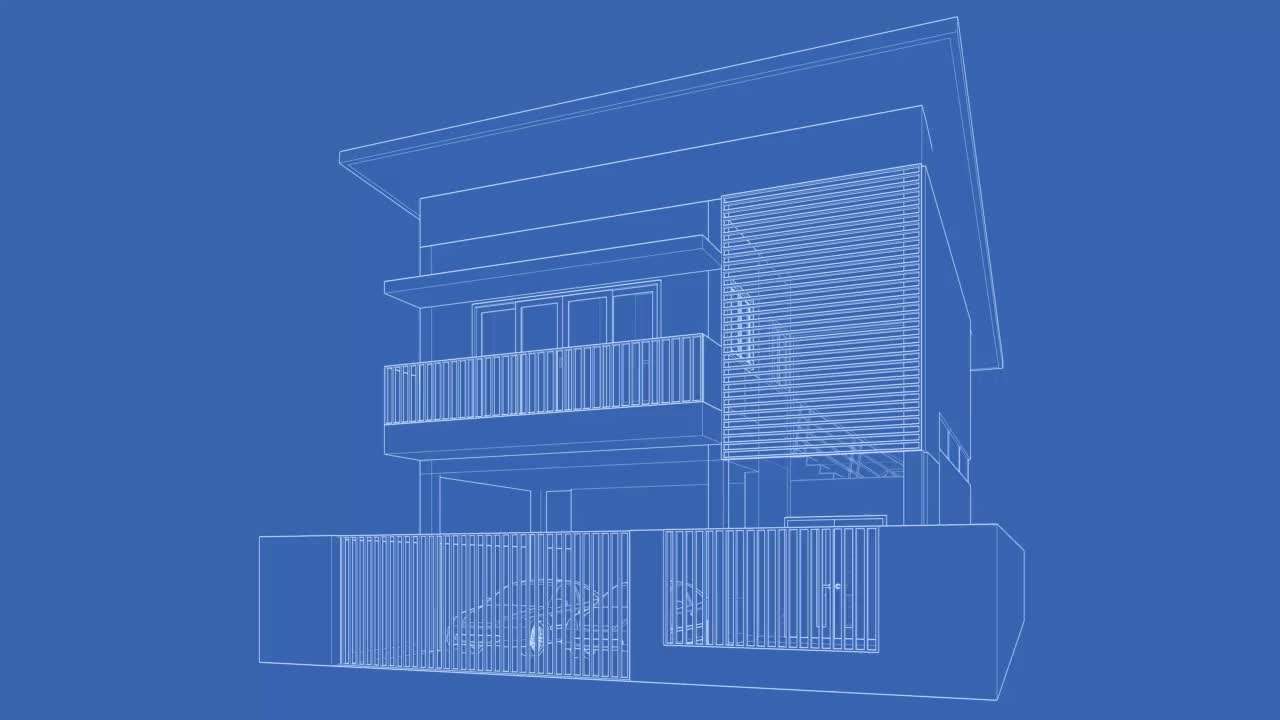 建筑绘图的三维动画视频素材