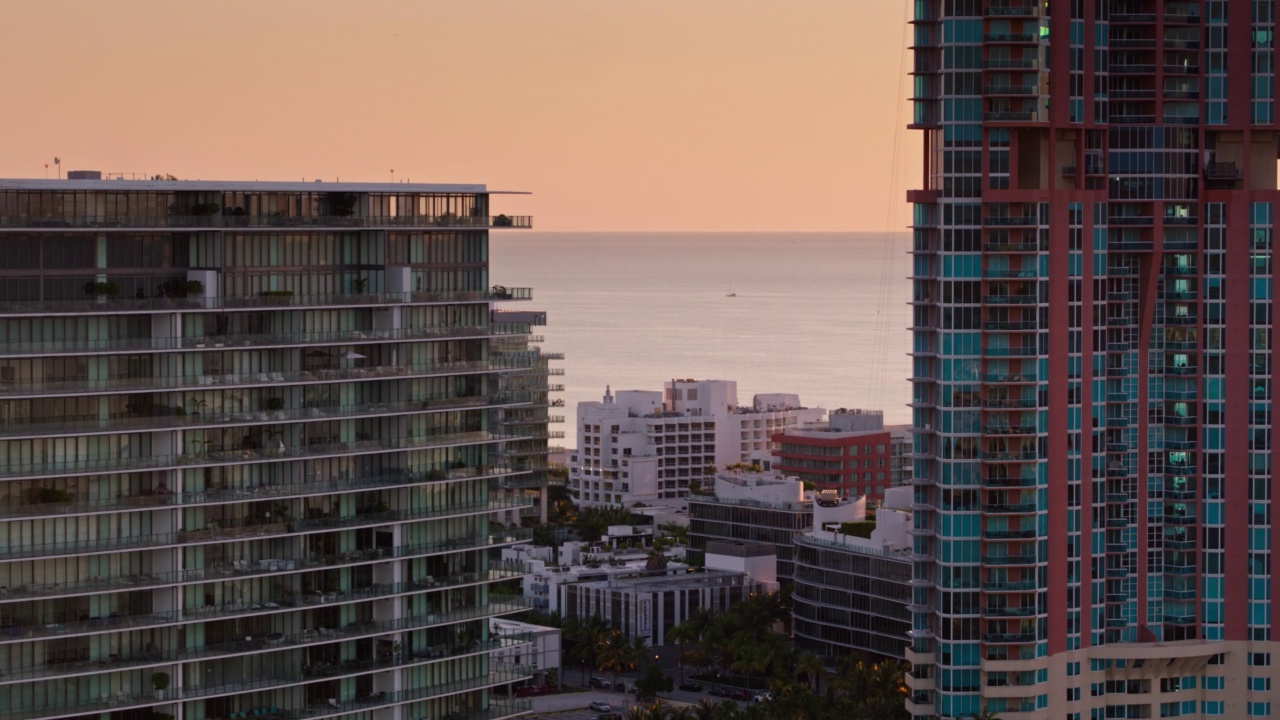 佛罗里达迈阿密海滩海景公寓-鸟瞰图视频素材