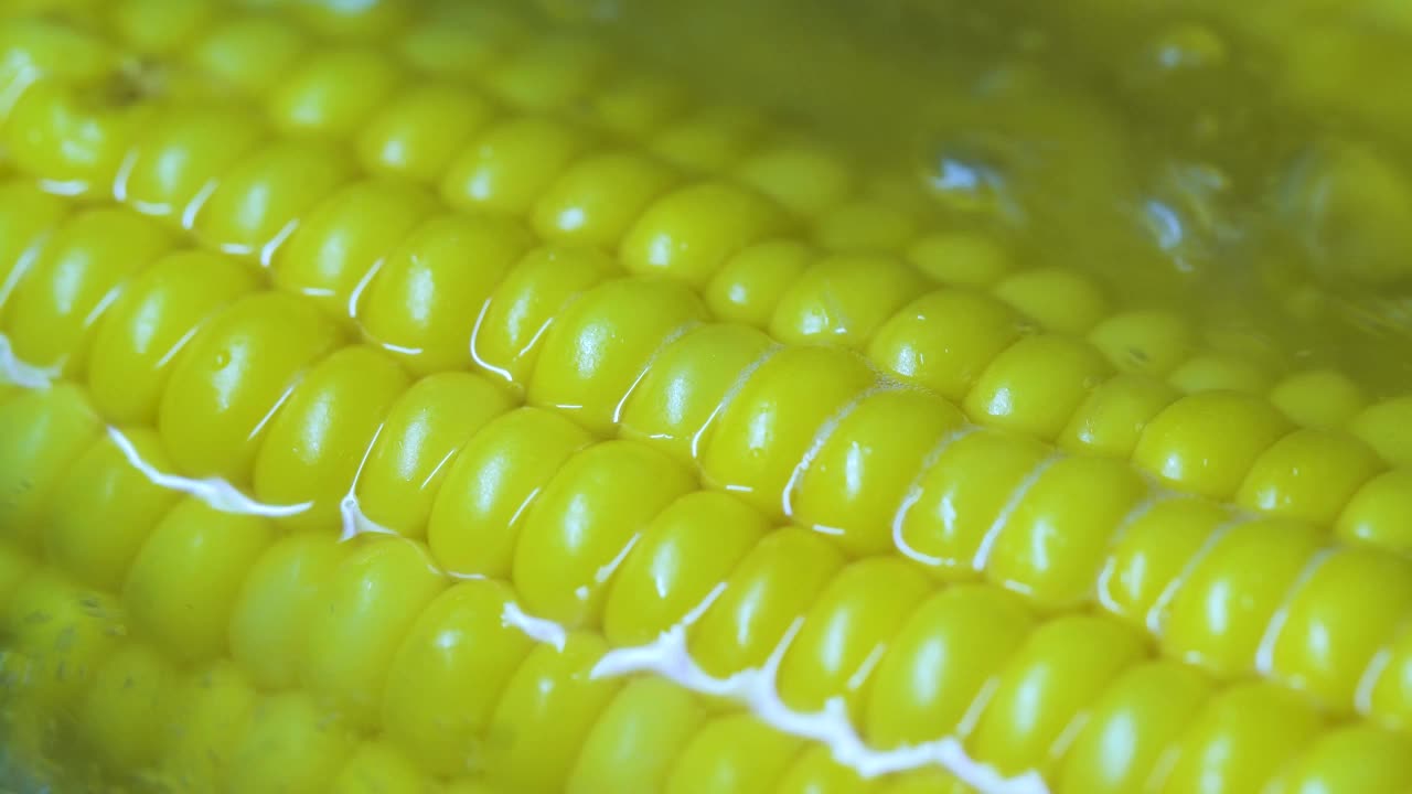 美味的玉米在平底锅里煮视频素材