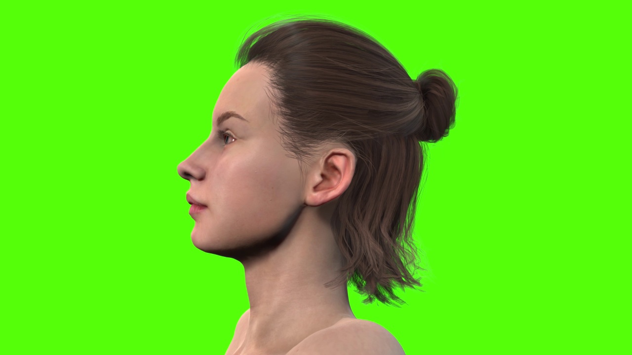 女性的3D渲染，元世界的数字化身概念。孤立在绿色背景上。视频下载