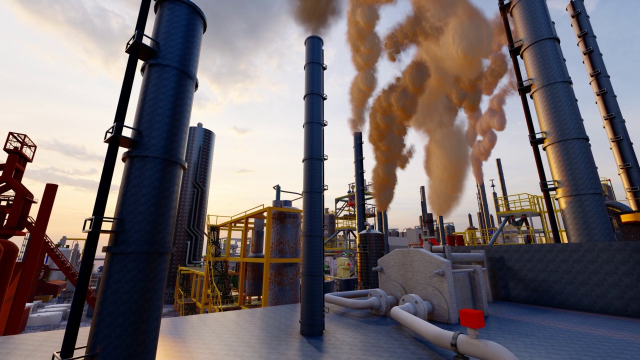 工业工厂废气排放和大气环境污染视频素材