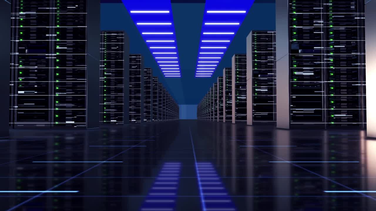大数据服务器机房穿梭后台视频素材