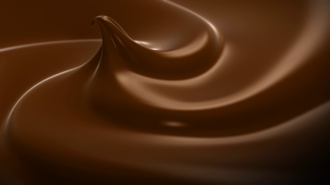 美丽的波浪巧克力特写循环3d动画慢动作。现实巧克力棕色颜色粘贴旋转循环可宏视频下载