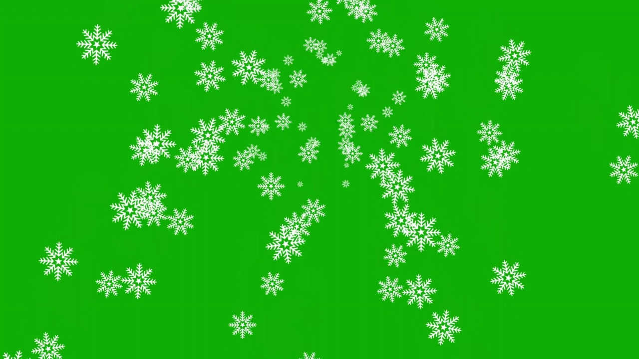 飘落的雪花运动图形与绿色屏幕背景视频下载