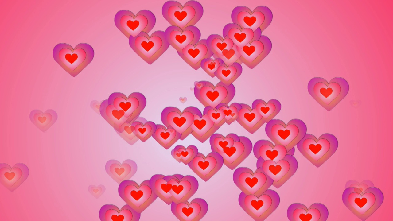 彩色爱心图标动画卡通彩色背景。情人节特别视频下载