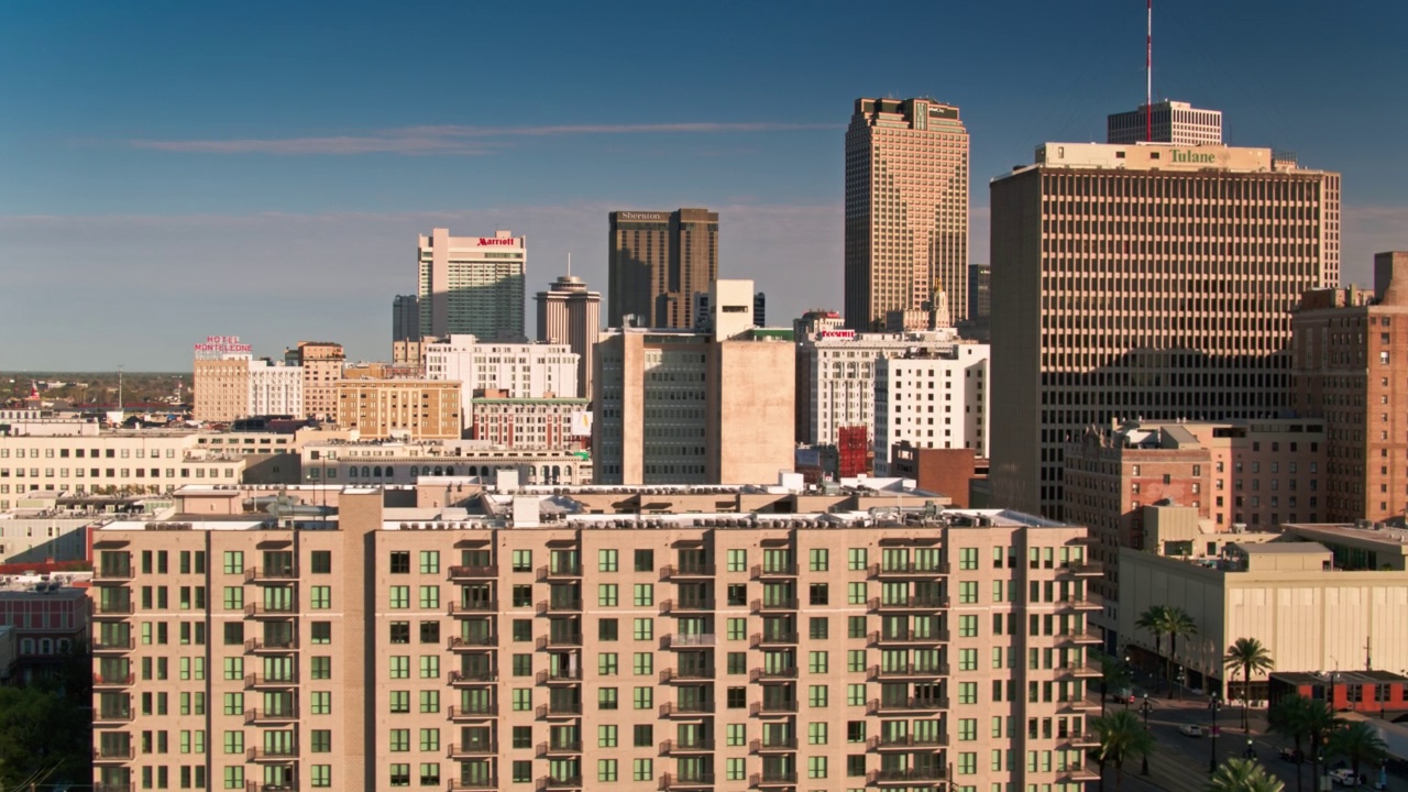 新奥尔良市区的鸟瞰图，路易斯安那州视频素材